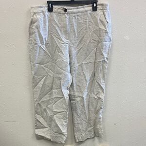 Talbots Cream 100% Linen Lagenlook minimalist Cropped Pants size 16 #734